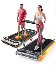 Akluer Walking Pad with Incline, 2-in-1 Under Desk Treadmill and Foot Massager, Quiet 2.5HP Treadmill with Armrest, LED Display Remote for Home O