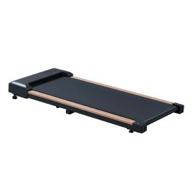 2.25HP Under Desk Treadmill, Portable Wood Walking Pad for Home & Office, Compact Running & Walking Machine with Remote Control, LED Display, Bla