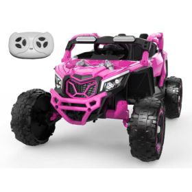 24V 400W Kids Ride On Car UTV W&Parents Remote Control,4-wheel Suspension, 3 Speed, Power Display,Bluetooth,MP3,Music,LED Light, Provide A Speed (Option: MAGENTA)