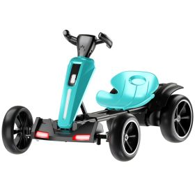 12V Electric Kids Pedal Go Kart,Folder Go Kart,Outdoor Ride On Toy With Adjustable Seat,4 Non-Slip EVA Wheels For Boys And Girls For Age 3-6 Year (Option: HAMIF1001 LIGHT BLUE)