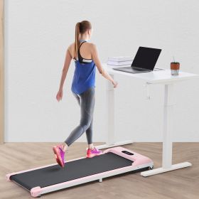 2 in 1 Under Desk Electric Treadmill 2.5HP; with Bluetooth APP and speaker; Remote Control; Display; Walking Jogging Running Machine Fitness Equi (Color: Pink)
