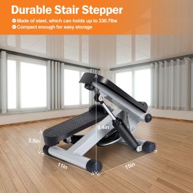 Stepper for Exercise Mini Fitness Stepper with 2 Resistance Bands LCD Monitor Max 330.7LBS Load Stair Stepper Quiet Stepper (Color: Grey)